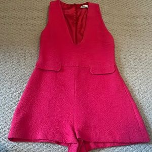 Hot Pink Tweed Romper